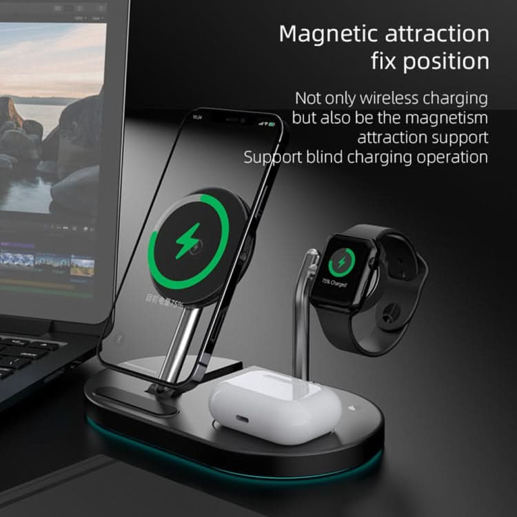 S20 4 in 1 15W Multifunctional Magnetic Wireless Charger with Night Light & Holder for Mobile Phones / AirPods