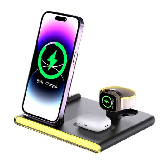 C27 15W 4 in 1 Foldable Magnetic Wireless Charger with Ambient Light