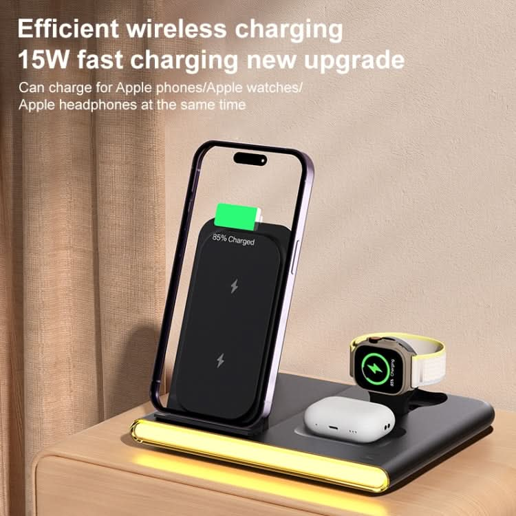 C27 15W 4 in 1 Foldable Magnetic Wireless Charger with Ambient Light