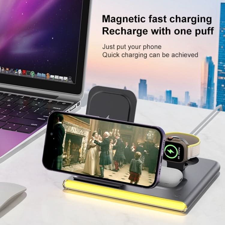 C27 15W 4 in 1 Foldable Magnetic Wireless Charger with Ambient Light