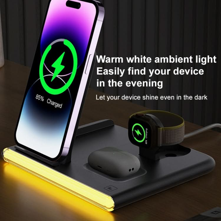 C27 15W 4 in 1 Foldable Magnetic Wireless Charger with Ambient Light