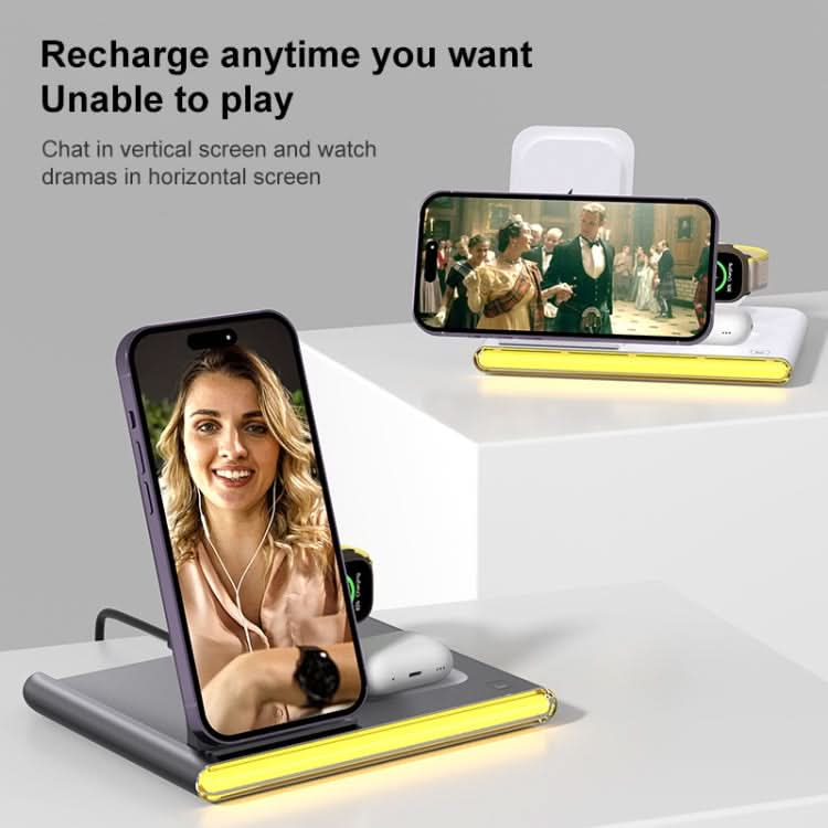 C27 15W 4 in 1 Foldable Magnetic Wireless Charger with Ambient Light