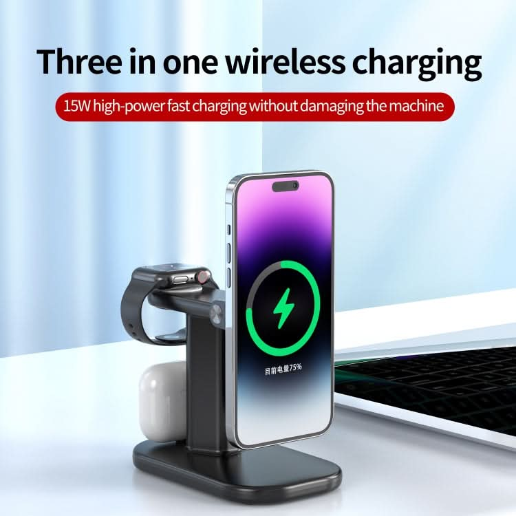 JJT-A70 15W 3 in 1 Multifunctional Magnetic Wireless Charging Holder