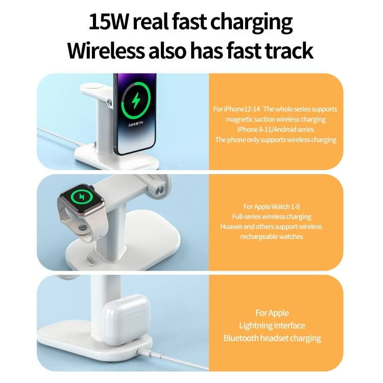 JJT-A70 15W 3 in 1 Multifunctional Magnetic Wireless Charging Holder