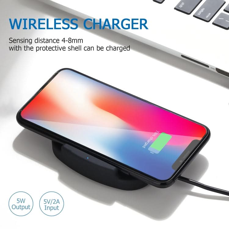 QK11 10W ABS + PC Fast Charging Qi Wireless Charger Pad