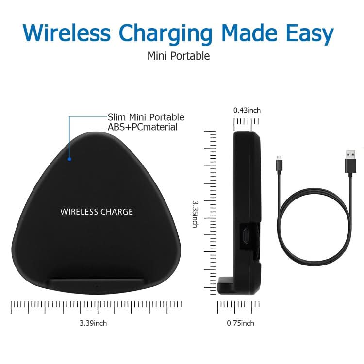 QK11 10W ABS + PC Fast Charging Qi Wireless Charger Pad