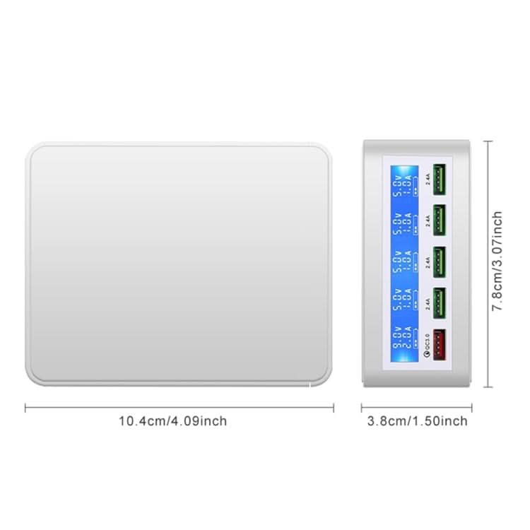 40W QC3.0  2.4A  4-USB Ports Fast Charger Station Travel Desktop Charger Power Adapter with LCD Digital Display, AU Plug