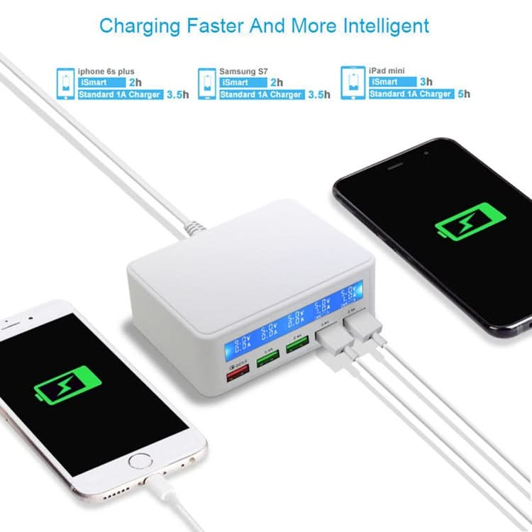 40W QC3.0  2.4A  4-USB Ports Fast Charger Station Travel Desktop Charger Power Adapter with LCD Digital Display, AU Plug