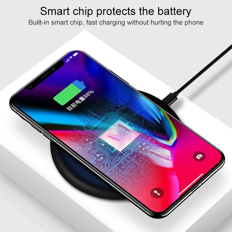 TOVYS-KC-N5 9V 1A Output Frosted Round Wire Qi Standard Fast Charging Wireless Charger, Cable Length: 1m