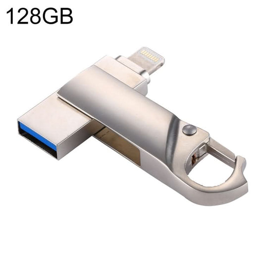 RQW-10F 2 in 1 USB 2.0 & 8 Pin 128GB Keychain Flash Drive