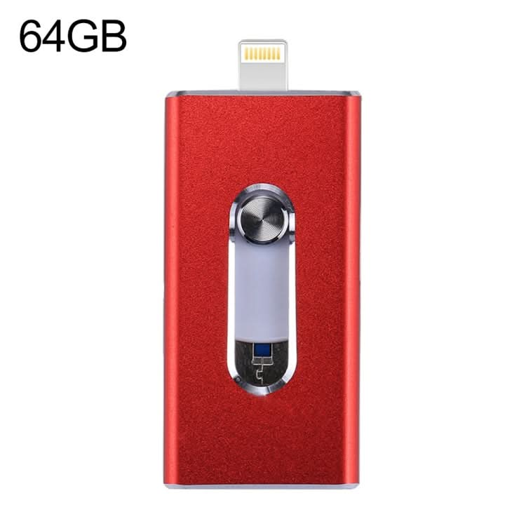 RQW-02 3 in 1 USB 2.0 & 8 Pin & Micro USB 64GB Flash Drive