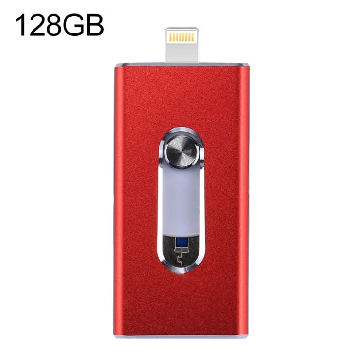 RQW-02 3 in 1 USB 2.0 & 8 Pin & Micro USB 128GB Flash Drive