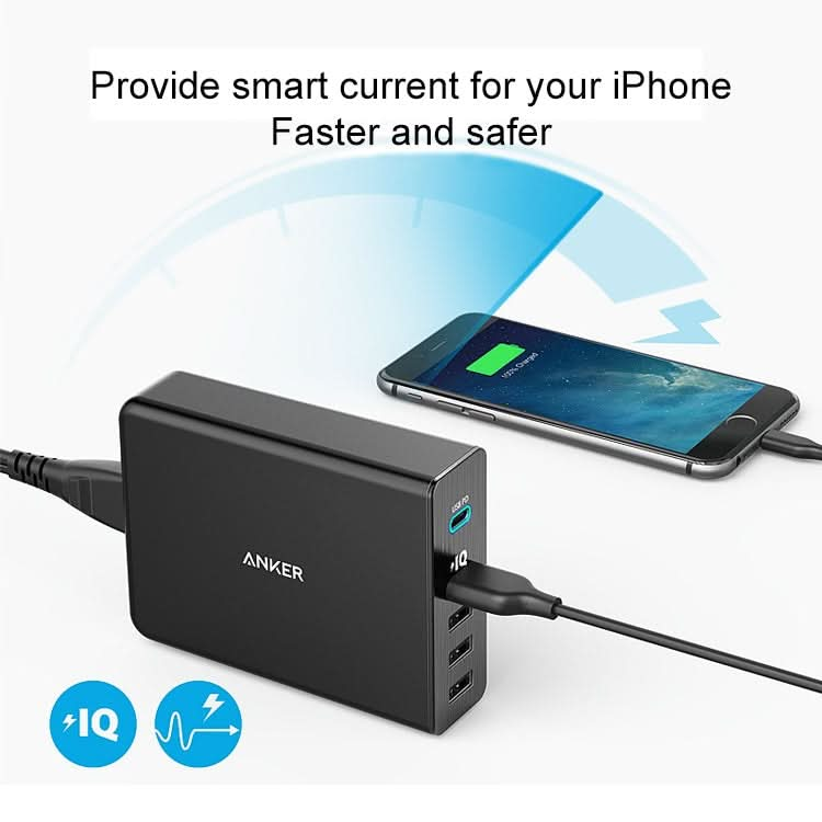 ANKER 2.4A USB-C / Type-C Power Delivery PD + 4 Ports Wall Changer for Mobile Phones / Tables / Macbooks, US Plug