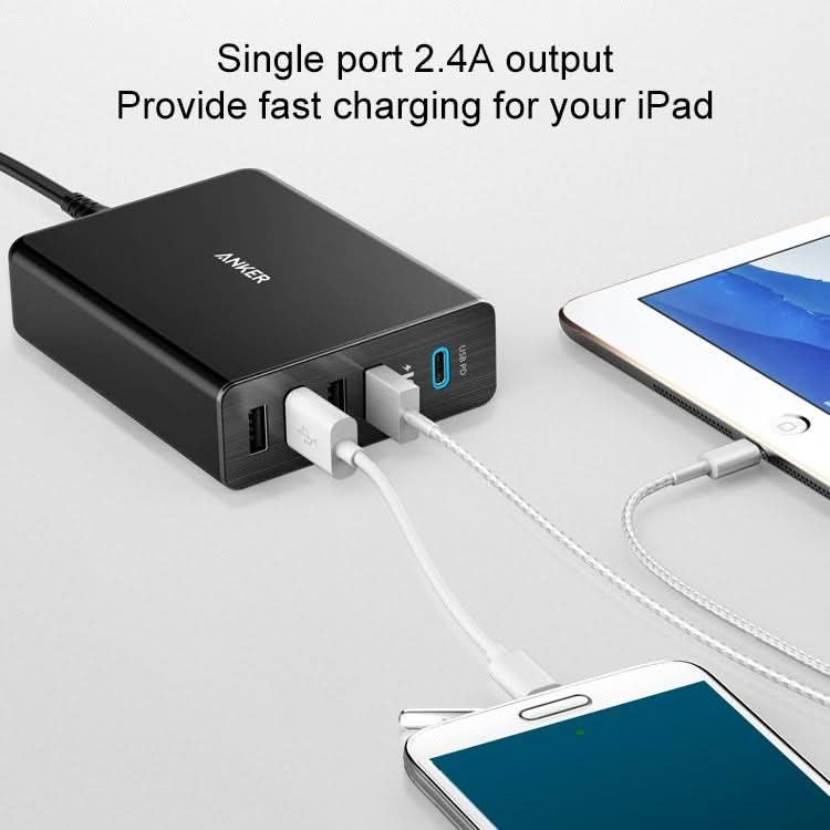 ANKER 2.4A USB-C / Type-C Power Delivery PD + 4 Ports Wall Changer for Mobile Phones / Tables / Macbooks, US Plug