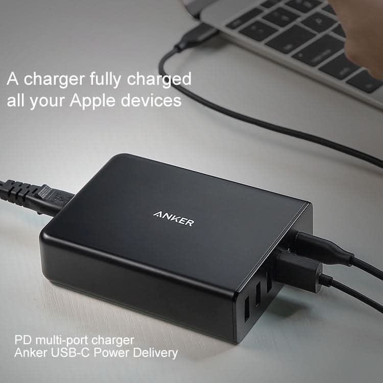 ANKER 2.4A USB-C / Type-C Power Delivery PD + 4 Ports Wall Changer for Mobile Phones / Tables / Macbooks, US Plug