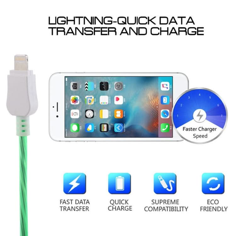 LED Flowing Light 1m USB to 8 Pin Data Sync Charge Cable for iPhone, iPad