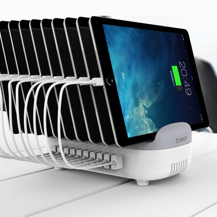 ORICO DUK-10P 120W 10 USB Ports Smart Charging Station with Phone & Tablet Stand, EU Plug