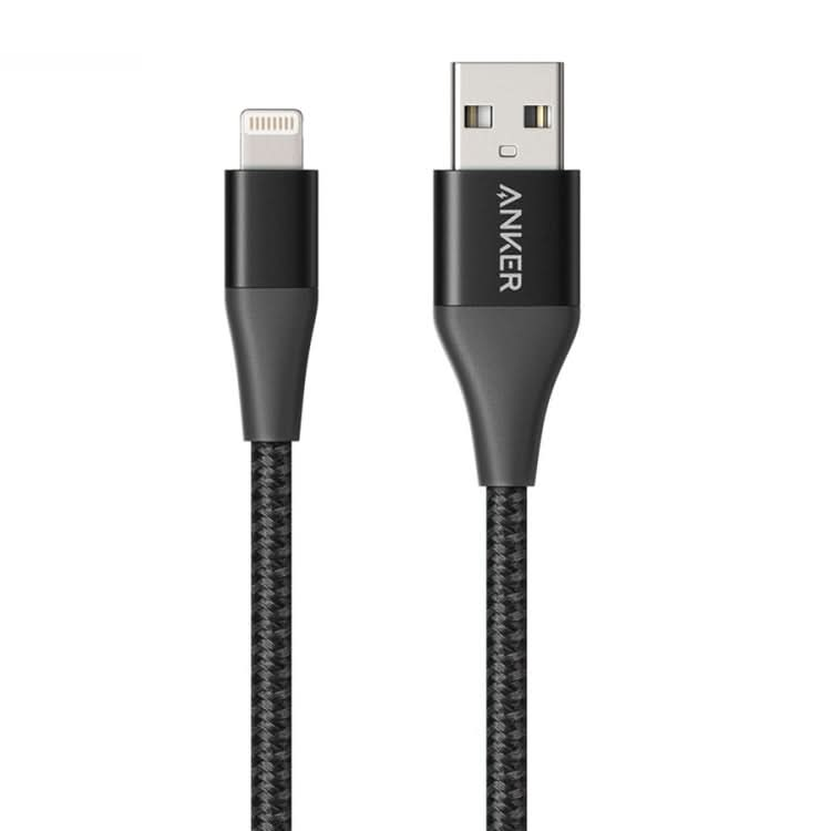 ANKER A8452 Powerline+ II USB to 8 Pin Apple MFI Certificated Nylon Pullable Carts Charging Data Cable, Length: 0.9m