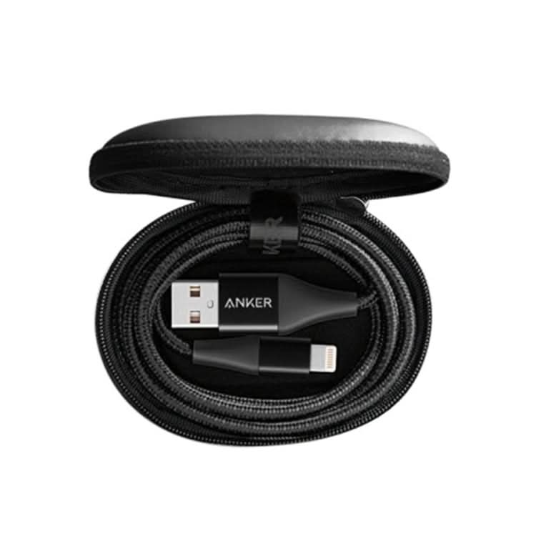 ANKER A8452 Powerline+ II USB to 8 Pin Apple MFI Certificated Nylon Pullable Carts Charging Data Cable, Length: 0.9m