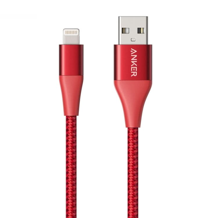 ANKER A8452 Powerline+ II USB to 8 Pin Apple MFI Certificated Nylon Pullable Carts Charging Data Cable, Length: 0.9m