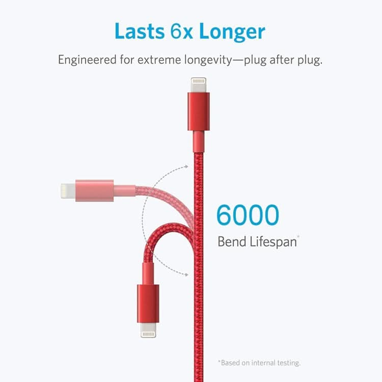 ANKER USB to 8 Pin Apple MFI Certificated Nylon Weaving Charging Data Cable, Length: 1m