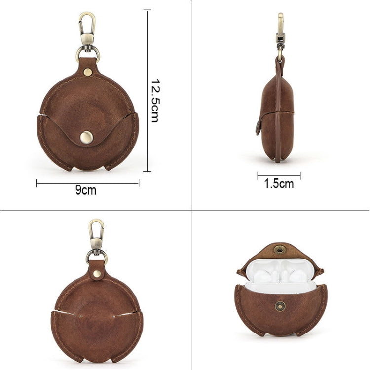 CF1111 For Huawei FreeBuds 3 Crazy Horse Texture Clamshell Earphone Protective Leather Case with Hook My Store