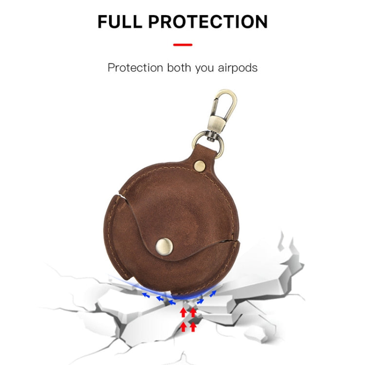 CF1111 For Huawei FreeBuds 3 Crazy Horse Texture Clamshell Earphone Protective Leather Case with Hook My Store