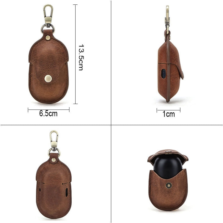 CF1109 For Galaxy Buds Crazy Horse Texture Clamshell Earphone Protective Leather Case with Hook My Store