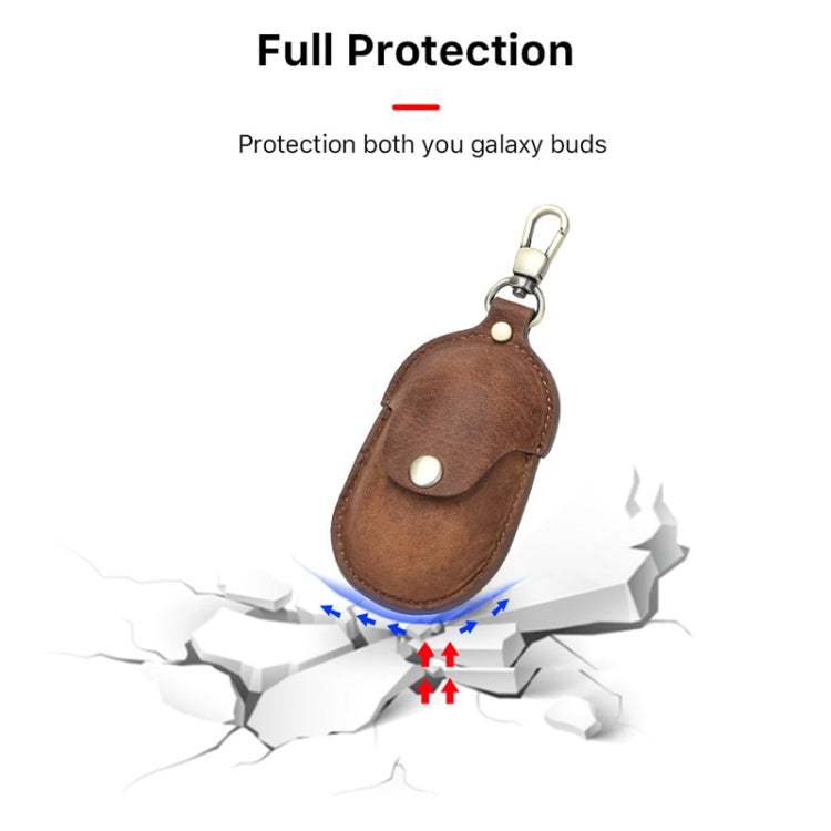 CF1109 For Galaxy Buds Crazy Horse Texture Clamshell Earphone Protective Leather Case with Hook My Store