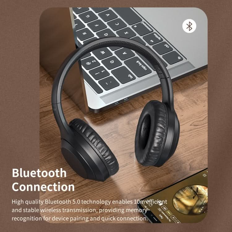 ROCK Space O2 HiFi Bluetooth 5.0 Wireless Headset with Mic, Support TF Card