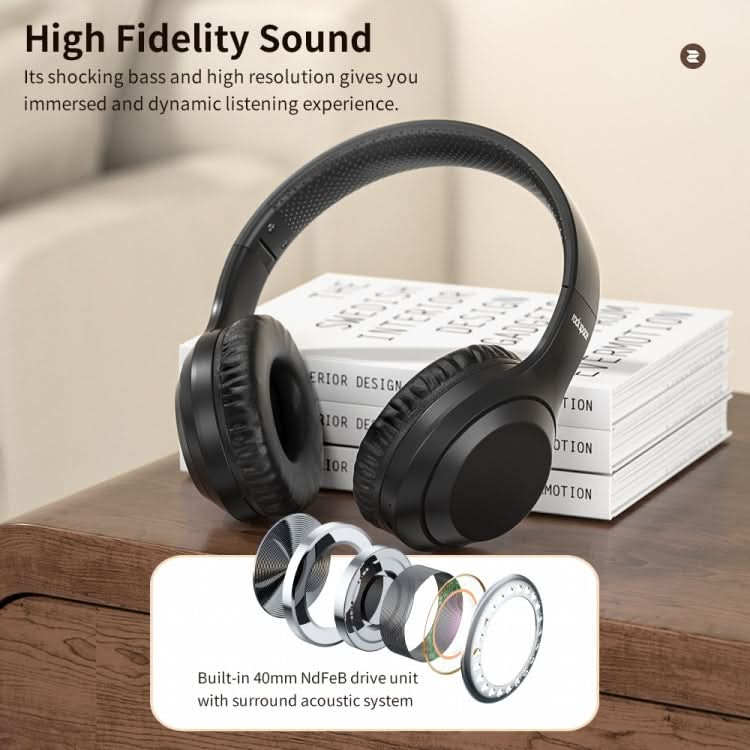 ROCK Space O2 HiFi Bluetooth 5.0 Wireless Headset with Mic, Support TF Card