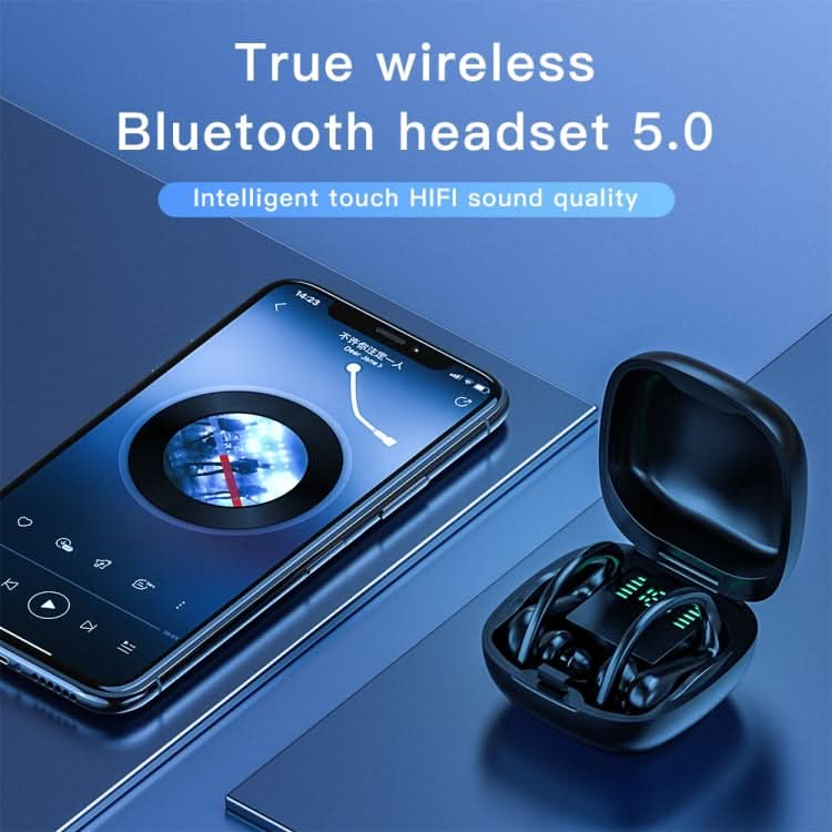 258 Wireless Ear-mounted Bluetooth Earphone with Charging Box & Digital Display, Support Touch & HD Call & Voice Assistant & NFC