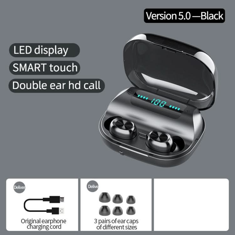 263 TWS CVC8.0 Noise Cancelling Bluetooth Earphone with Charging Box, Support Touch & Three-screen LED Battery Display & Phone Holder & Power Bank & HD Call & Voice Assistant