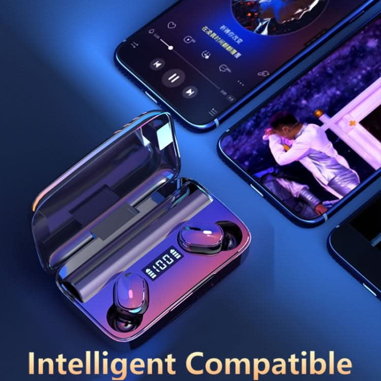 A9 TWS CVC8.0 and DSP Dual Noise Cancelling Bluetooth Earphone with Magnetic Charging Box & LED Digital Display, Support Touch & HD Call & Siri & Power Bank