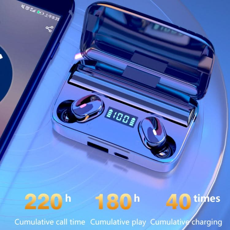 A9 TWS CVC8.0 and DSP Dual Noise Cancelling Bluetooth Earphone with Magnetic Charging Box & LED Digital Display, Support Touch & HD Call & Siri & Power Bank