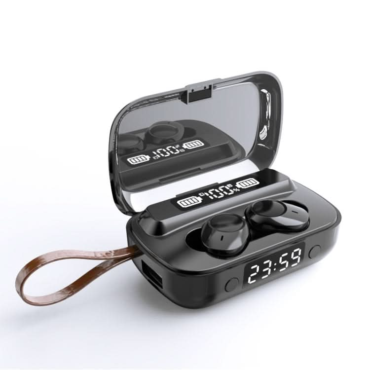 A13 TWS CVC8.0 and DSP Dual Noise Cancelling Touch Bluetooth Earphone with Charging Box, Support LED Digital Display & Clock & Flashlight & HD Call & Siri & Power Bank