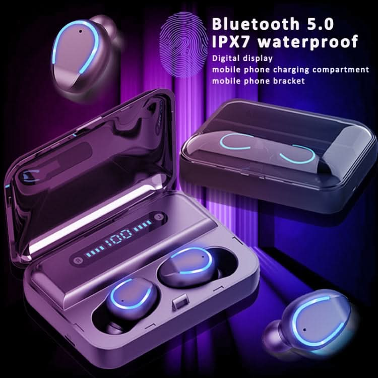 F9-5 Intelligent Noise Cancelling Touch Bluetooth Earphone with Charging Box, Supports Three-screen LED Power Display & HD Call & Power Bank & Siri