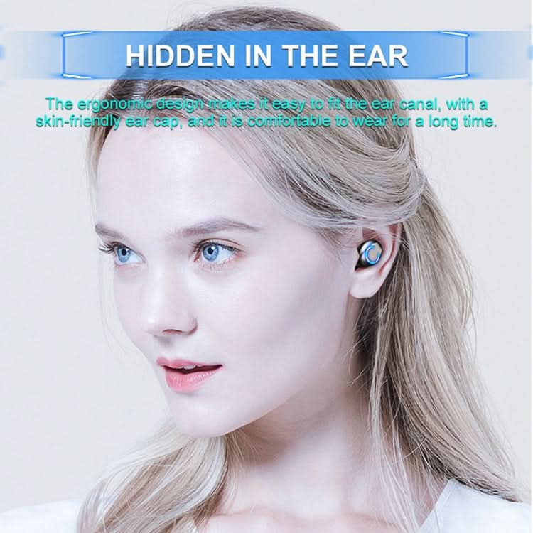 F9-6 TWS CVC8.0 Noise Cancelling Touch Bluetooth Earphone with Pull-out Cylindrical Charging Box, Support LED Power Digital Display & Call & Siri