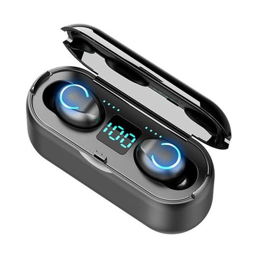 F9-8 TWS CVC8.0 Noise Cancelling Touch Mini Bluetooth Earphone with Charging Box, Support Three-screen LED Power Display & Mobile Phone Holder & Call & Voice Assistant