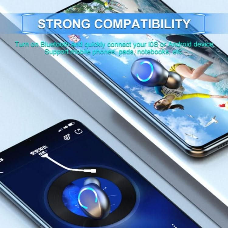 F9-8 TWS CVC8.0 Noise Cancelling Touch Mini Bluetooth Earphone with Charging Box, Support Three-screen LED Power Display & Mobile Phone Holder & Call & Voice Assistant