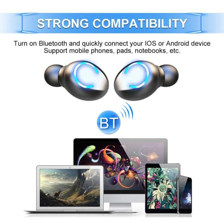 F9-8 TWS CVC8.0 Noise Cancelling Touch Mini Bluetooth Earphone with Charging Box, Support Three-screen LED Power Display & Mobile Phone Holder & Call & Voice Assistant