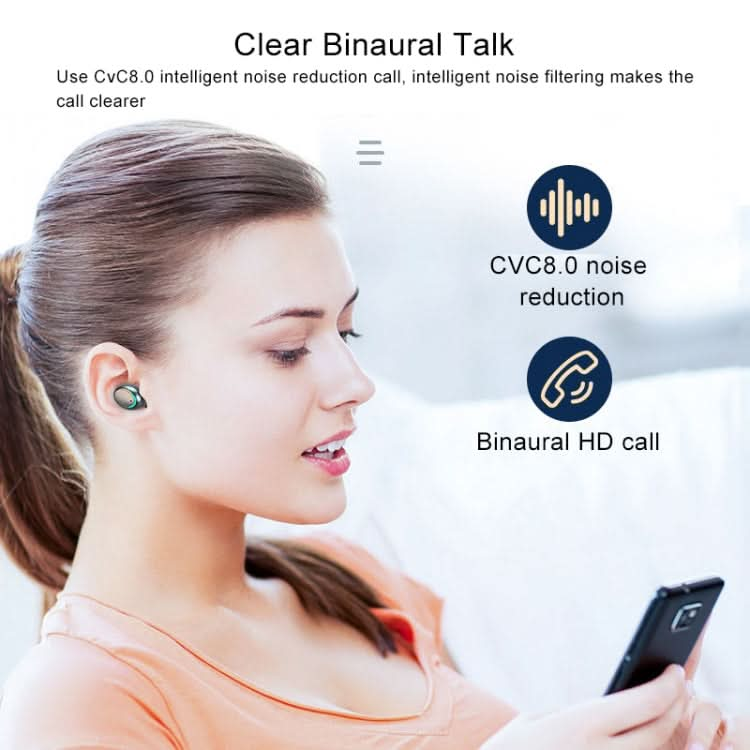 F9-5C Four-bar Breathing Light + Digital Display Noise Reduction Bluetooth Earphone with Hand Strap