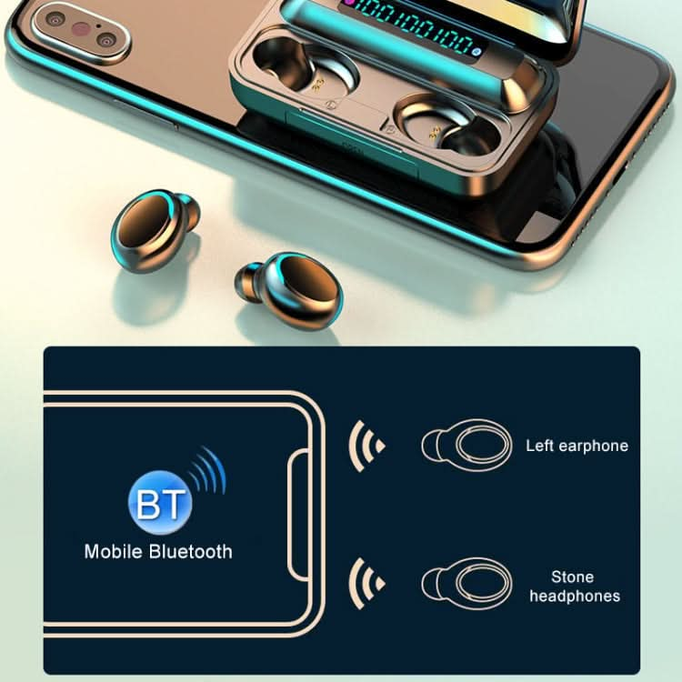 F9-5C Four-bar Breathing Light + Digital Display Noise Reduction Bluetooth Earphone with Hand Strap