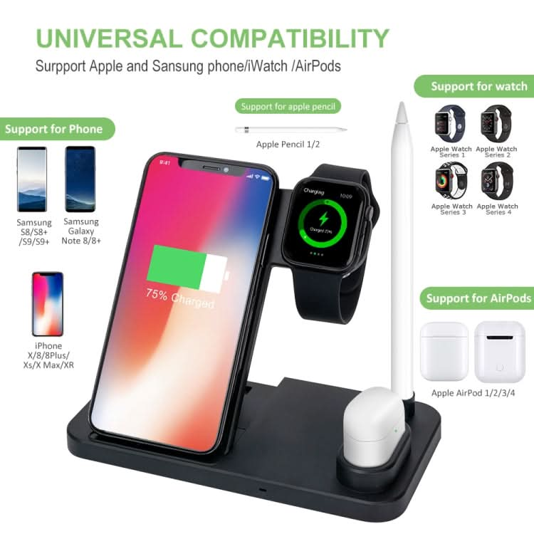 W30 QI Vertical Wireless Charger for Mobile Phones & Apple Watches & AirPods & Apple Pencil, with Adjustable Phone Stand