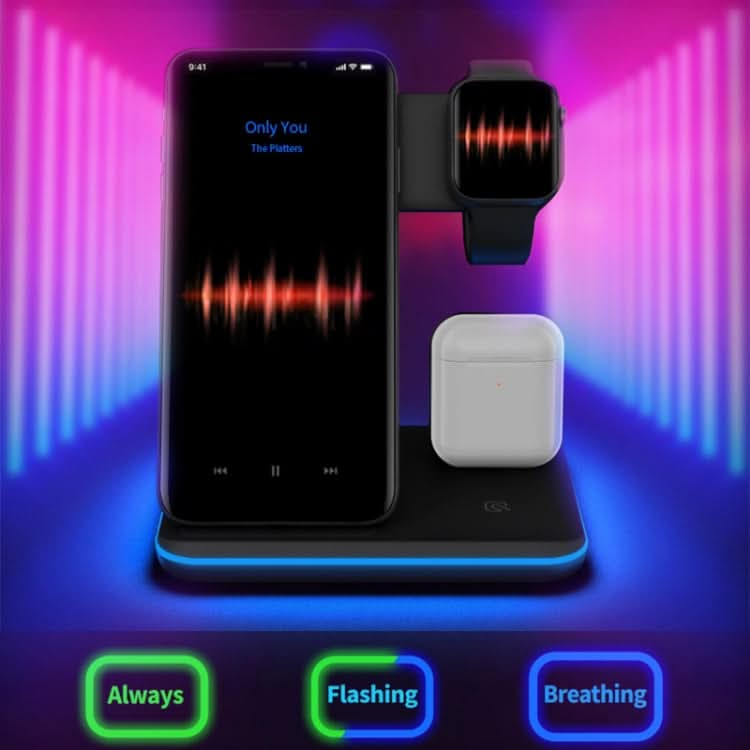 Z5 QI Vertical Magnetic Wireless Charger for Mobile Phones & Apple Watches & AirPods / Xiaomi Redmi AirDots, with Touch Ring Light