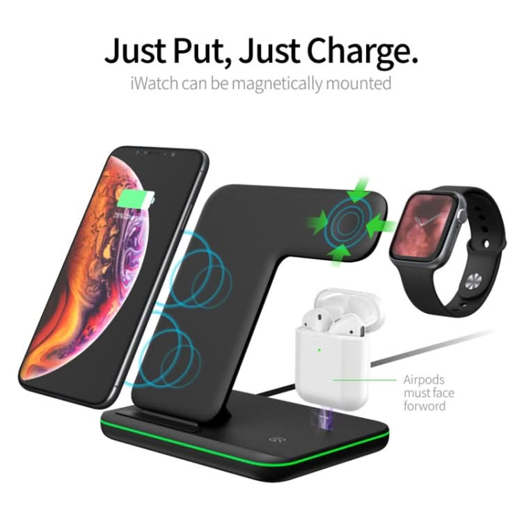 Z5 QI Vertical Magnetic Wireless Charger for Mobile Phones & Apple Watches & AirPods / Xiaomi Redmi AirDots, with Touch Ring Light