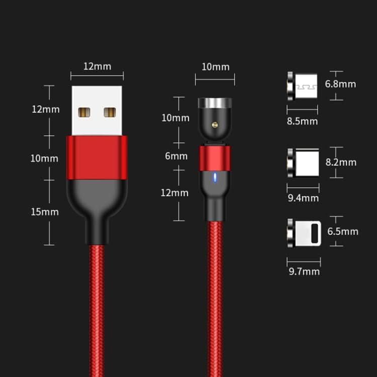 1m 2A Output USB to 8 Pin Nylon Braided Rotate Magnetic Charging Cable