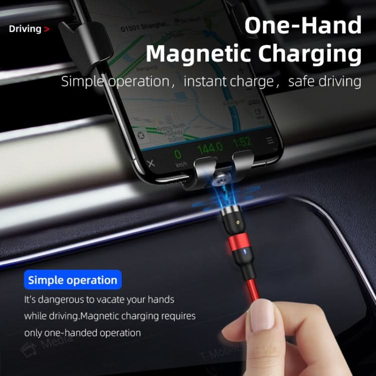 2m 2A Output 3 in 1 USB to 8 Pin + USB-C / Type-C + Micro USB Nylon Braided Rotate Magnetic Charging Cable