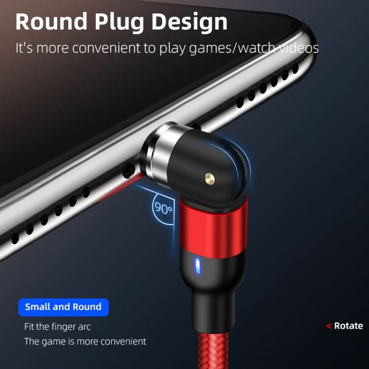 2m 2A Output 3 in 1 USB to 8 Pin + USB-C / Type-C + Micro USB Nylon Braided Rotate Magnetic Charging Cable