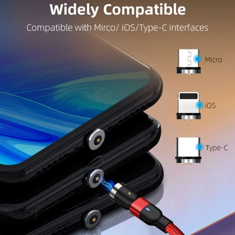 2m 2A Output 3 in 1 USB to 8 Pin + USB-C / Type-C + Micro USB Nylon Braided Rotate Magnetic Charging Cable